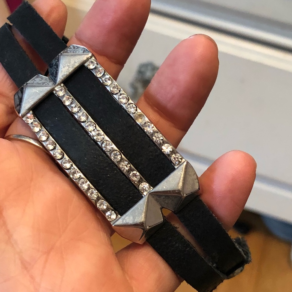 Faux Leather & Rhinestone bracelet